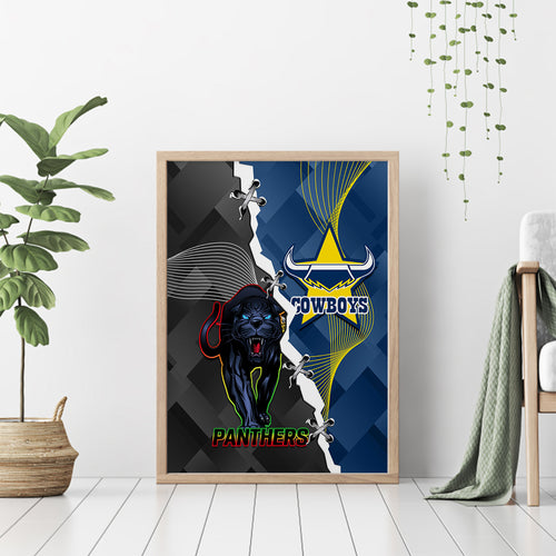 personalised-panthers-and-cowboys-rugby-canvas-wall-art-sporty-version