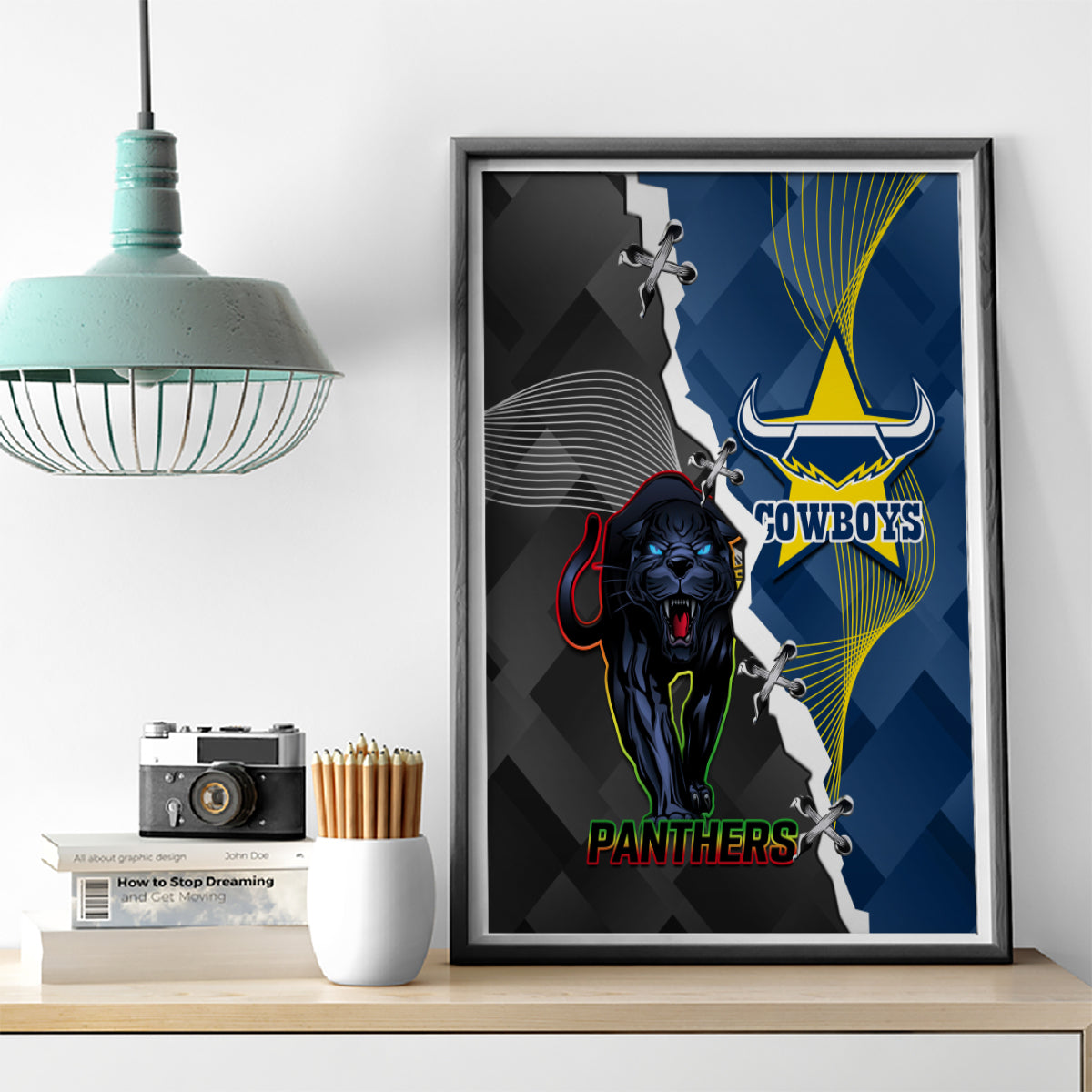 personalised-panthers-and-cowboys-rugby-canvas-wall-art-sporty-version