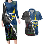 personalised-panthers-and-cowboys-rugby-couples-matching-long-sleeve-bodycon-dress-and-hawaiian-shirt-sporty-version