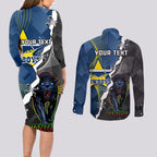 personalised-panthers-and-cowboys-rugby-couples-matching-long-sleeve-bodycon-dress-and-long-sleeve-button-shirts-sporty-version