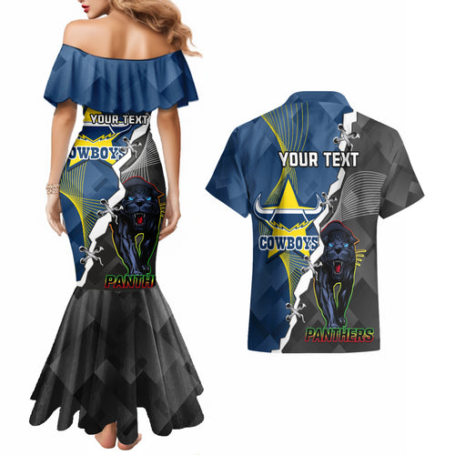 personalised-panthers-and-cowboys-rugby-couples-matching-mermaid-dress-and-hawaiian-shirt-sporty-version
