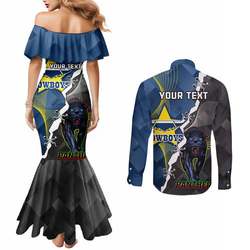 personalised-panthers-and-cowboys-rugby-couples-matching-mermaid-dress-and-long-sleeve-button-shirts-sporty-version