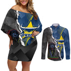 personalised-panthers-and-cowboys-rugby-couples-matching-off-shoulder-short-dress-and-long-sleeve-button-shirts-sporty-version