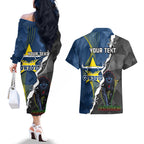 personalised-panthers-and-cowboys-rugby-couples-matching-off-the-shoulder-long-sleeve-dress-and-hawaiian-shirt-sporty-version