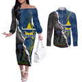 personalised-panthers-and-cowboys-rugby-couples-matching-off-the-shoulder-long-sleeve-dress-and-long-sleeve-button-shirts-sporty-version