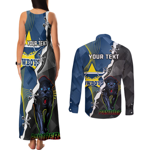 personalised-panthers-and-cowboys-rugby-couples-matching-tank-maxi-dress-and-long-sleeve-button-shirts-sporty-version