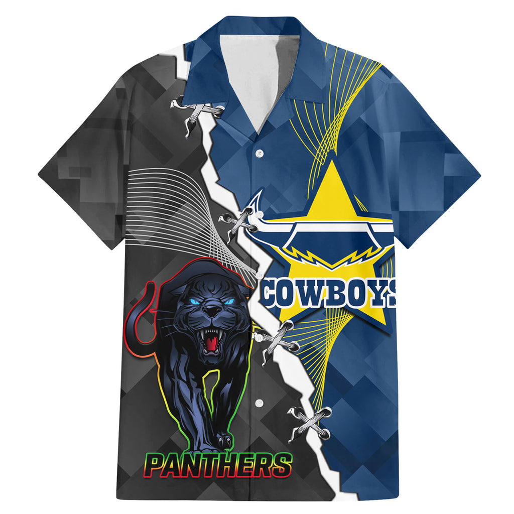 personalised-panthers-and-cowboys-rugby-family-matching-mermaid-dress-and-hawaiian-shirt-sporty-version