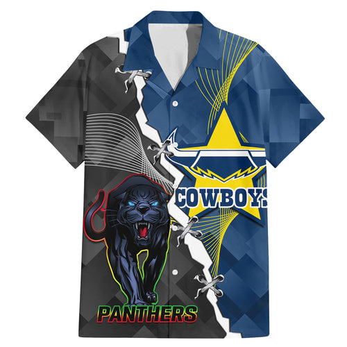 personalised-panthers-and-cowboys-rugby-family-matching-mermaid-dress-and-hawaiian-shirt-sporty-version