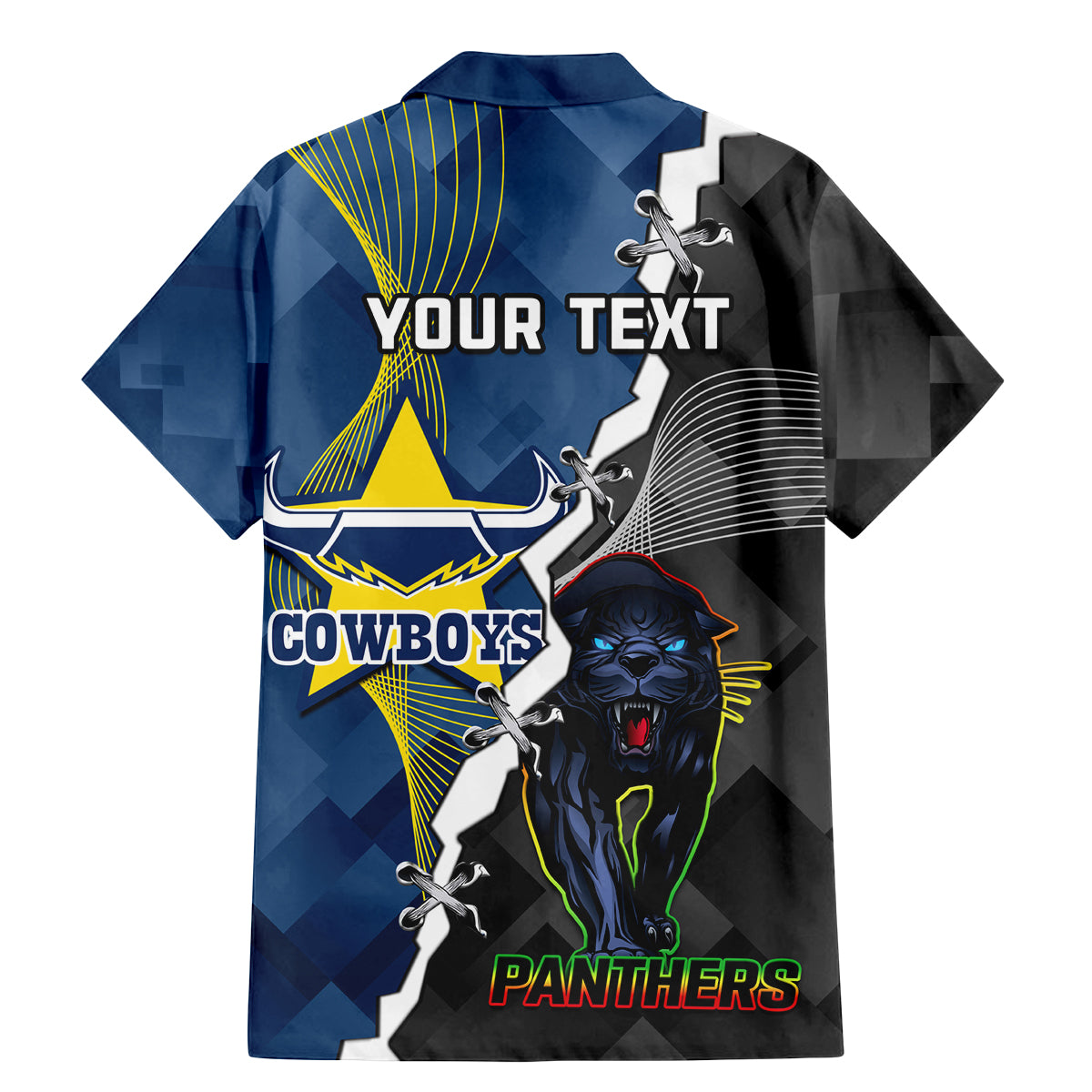 personalised-panthers-and-cowboys-rugby-family-matching-mermaid-dress-and-hawaiian-shirt-sporty-version