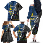 personalised-panthers-and-cowboys-rugby-family-matching-off-shoulder-long-sleeve-dress-and-hawaiian-shirt-sporty-version