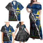 personalised-panthers-and-cowboys-rugby-family-matching-off-shoulder-maxi-dress-and-hawaiian-shirt-sporty-version