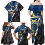 personalised-panthers-and-cowboys-rugby-family-matching-off-shoulder-maxi-dress-and-hawaiian-shirt-sporty-version