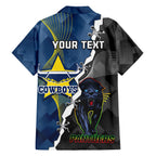 personalised-panthers-and-cowboys-rugby-family-matching-off-shoulder-short-dress-and-hawaiian-shirt-sporty-version
