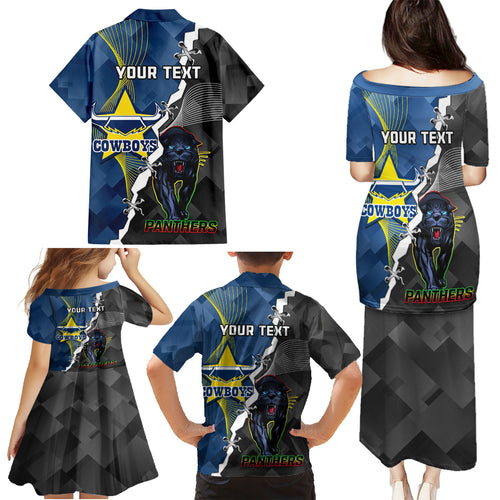 personalised-panthers-and-cowboys-rugby-family-matching-puletasi-dress-and-hawaiian-shirt-sporty-version