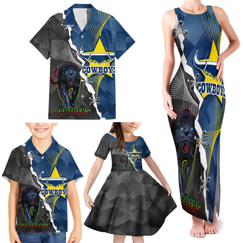 personalised-panthers-and-cowboys-rugby-family-matching-tank-maxi-dress-and-hawaiian-shirt-sporty-version