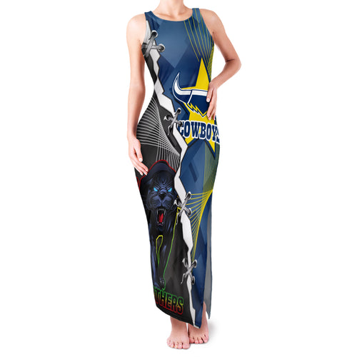 personalised-panthers-and-cowboys-rugby-family-matching-tank-maxi-dress-and-hawaiian-shirt-sporty-version