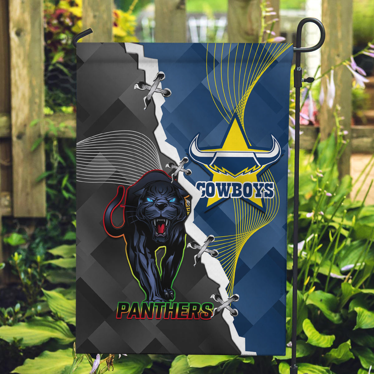 personalised-panthers-and-cowboys-rugby-garden-flag-sporty-version