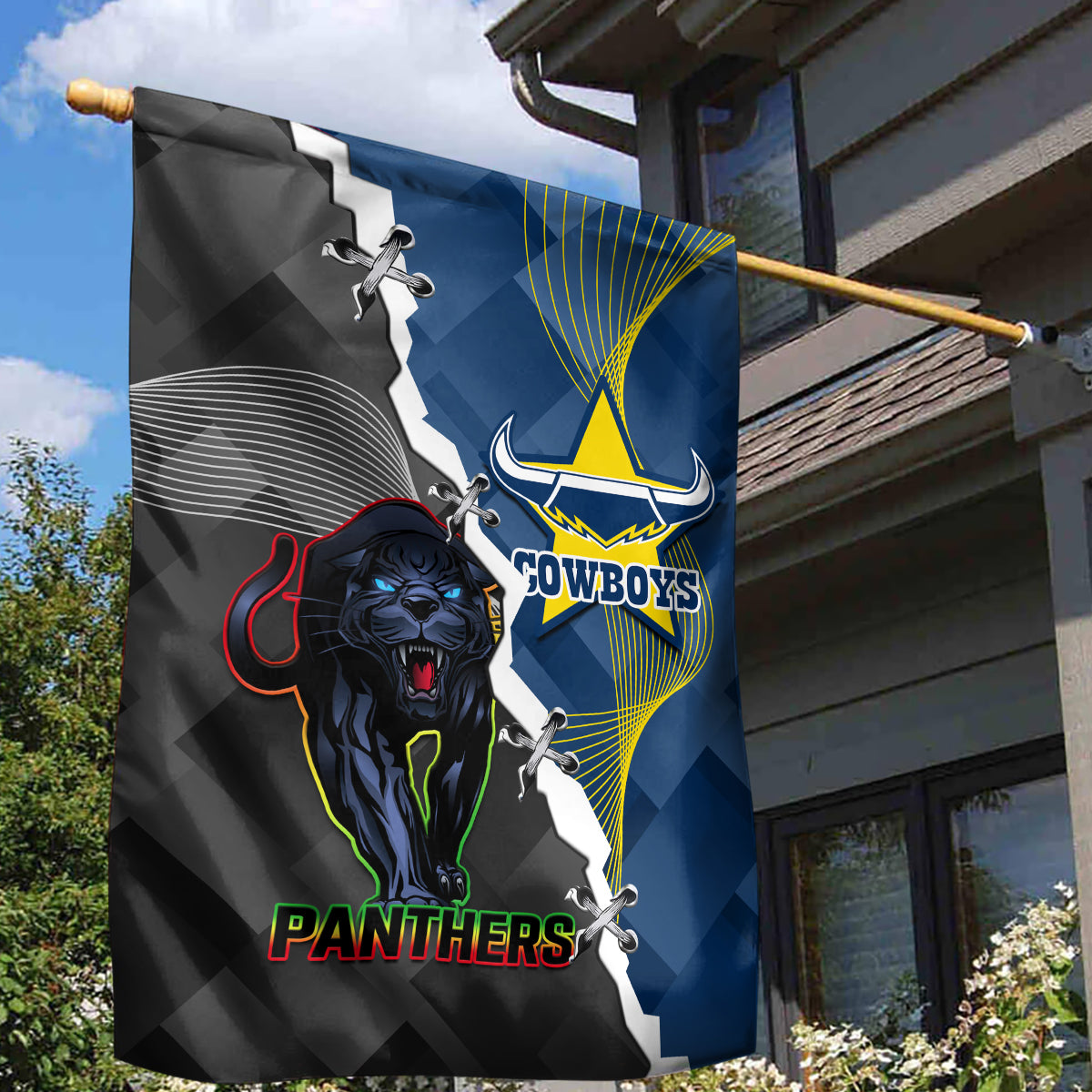 personalised-panthers-and-cowboys-rugby-garden-flag-sporty-version