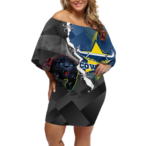 personalised-panthers-and-cowboys-rugby-off-shoulder-short-dress-sporty-version