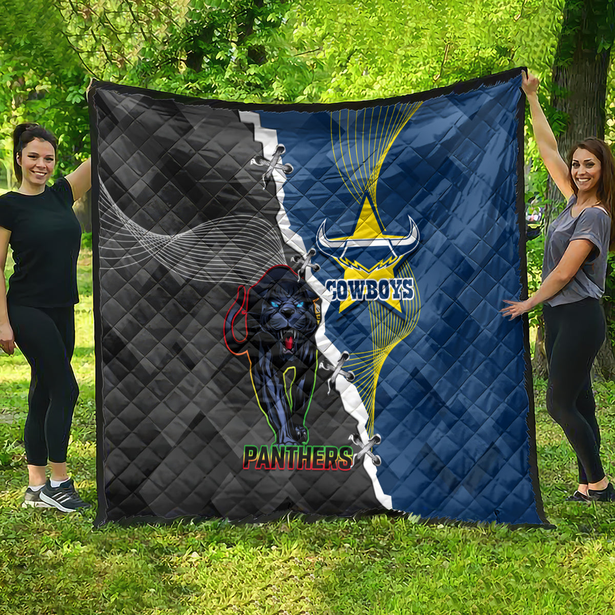 personalised-panthers-and-cowboys-rugby-quilt-sporty-version