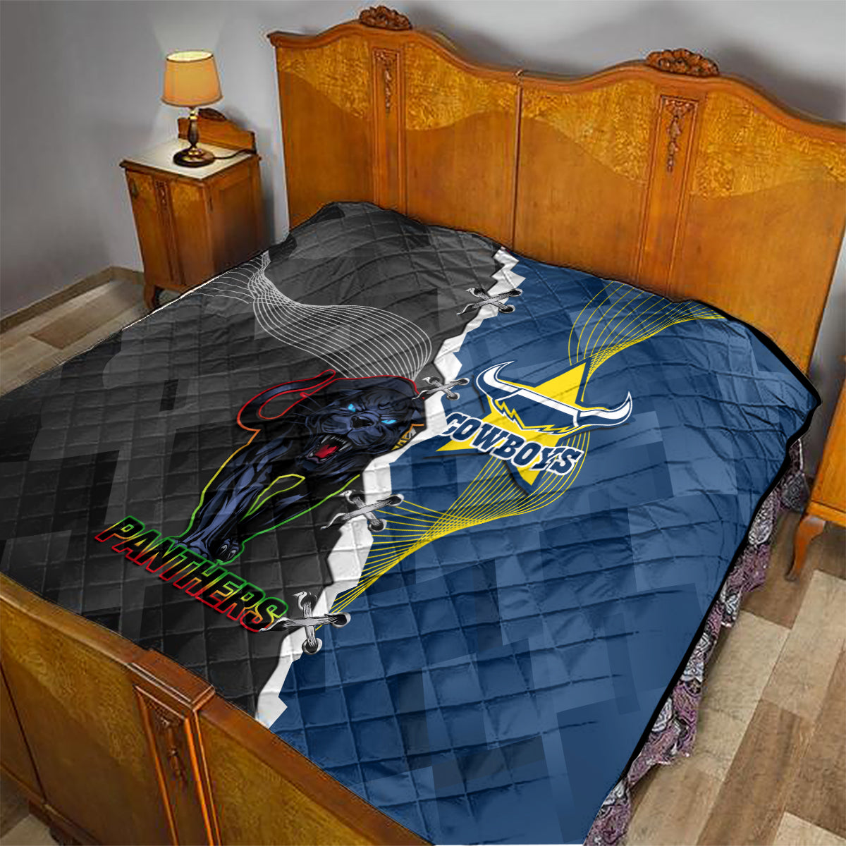 personalised-panthers-and-cowboys-rugby-quilt-sporty-version
