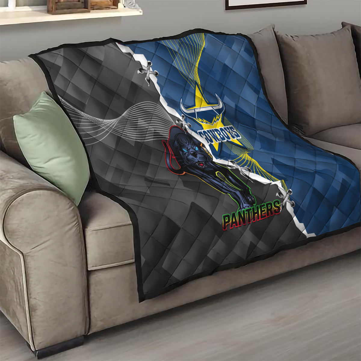 personalised-panthers-and-cowboys-rugby-quilt-sporty-version
