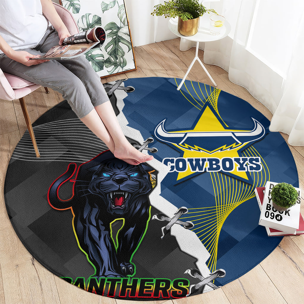 personalised-panthers-and-cowboys-rugby-round-carpet-sporty-version