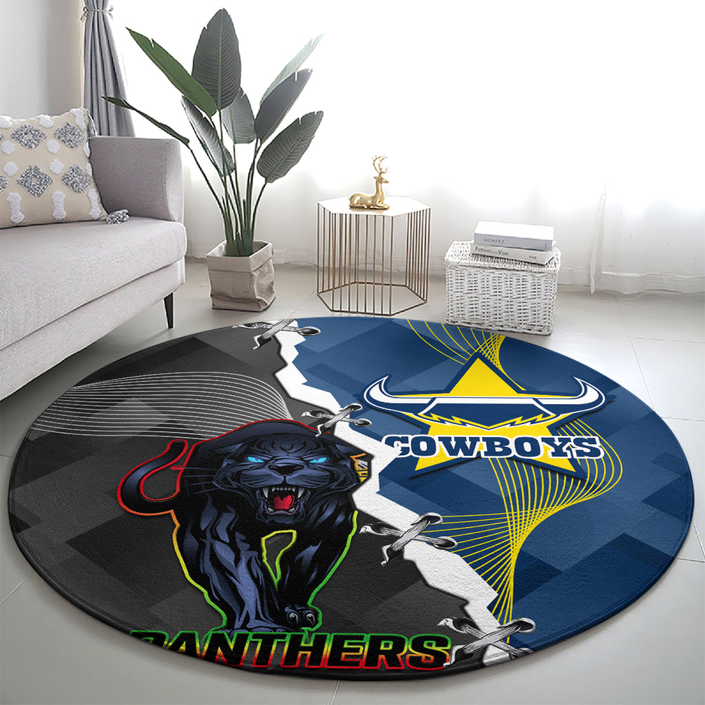 personalised-panthers-and-cowboys-rugby-round-carpet-sporty-version