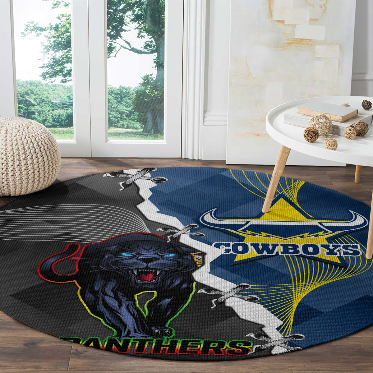 personalised-panthers-and-cowboys-rugby-round-carpet-sporty-version