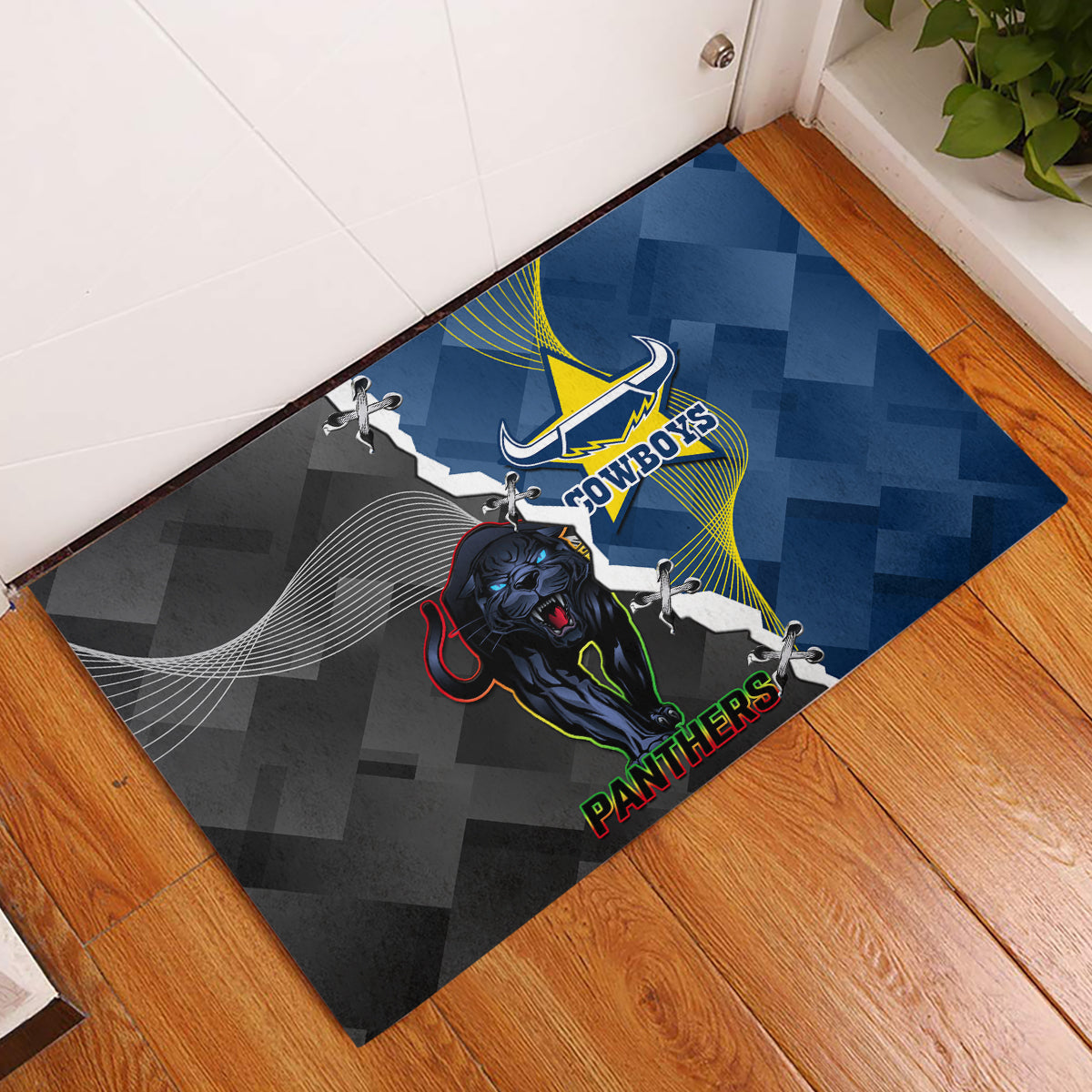 personalised-panthers-and-cowboys-rugby-rubber-doormat-sporty-version