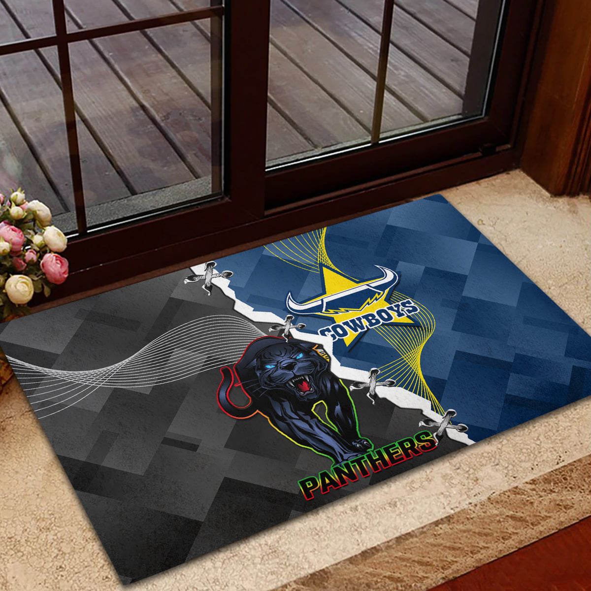 personalised-panthers-and-cowboys-rugby-rubber-doormat-sporty-version