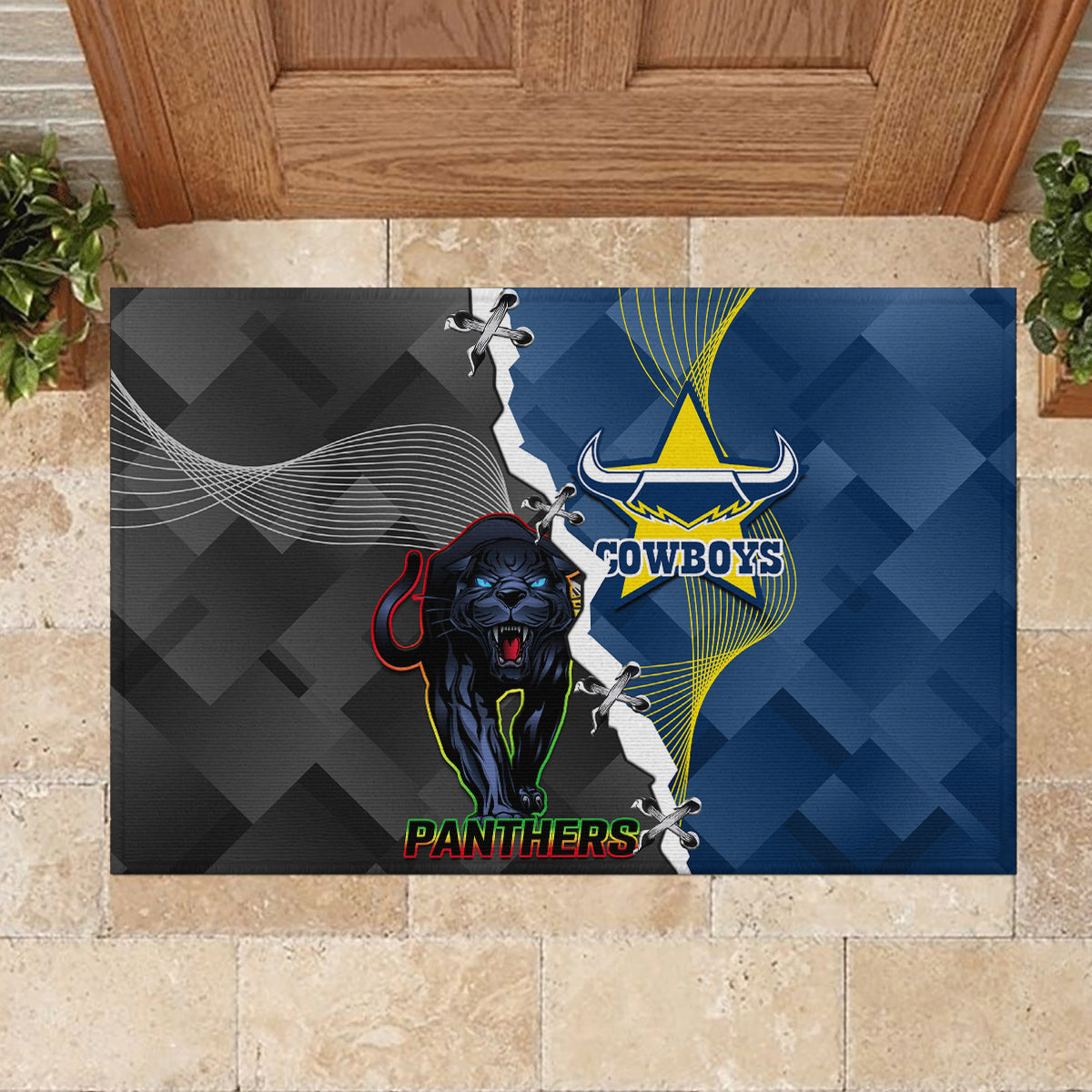 personalised-panthers-and-cowboys-rugby-rubber-doormat-sporty-version