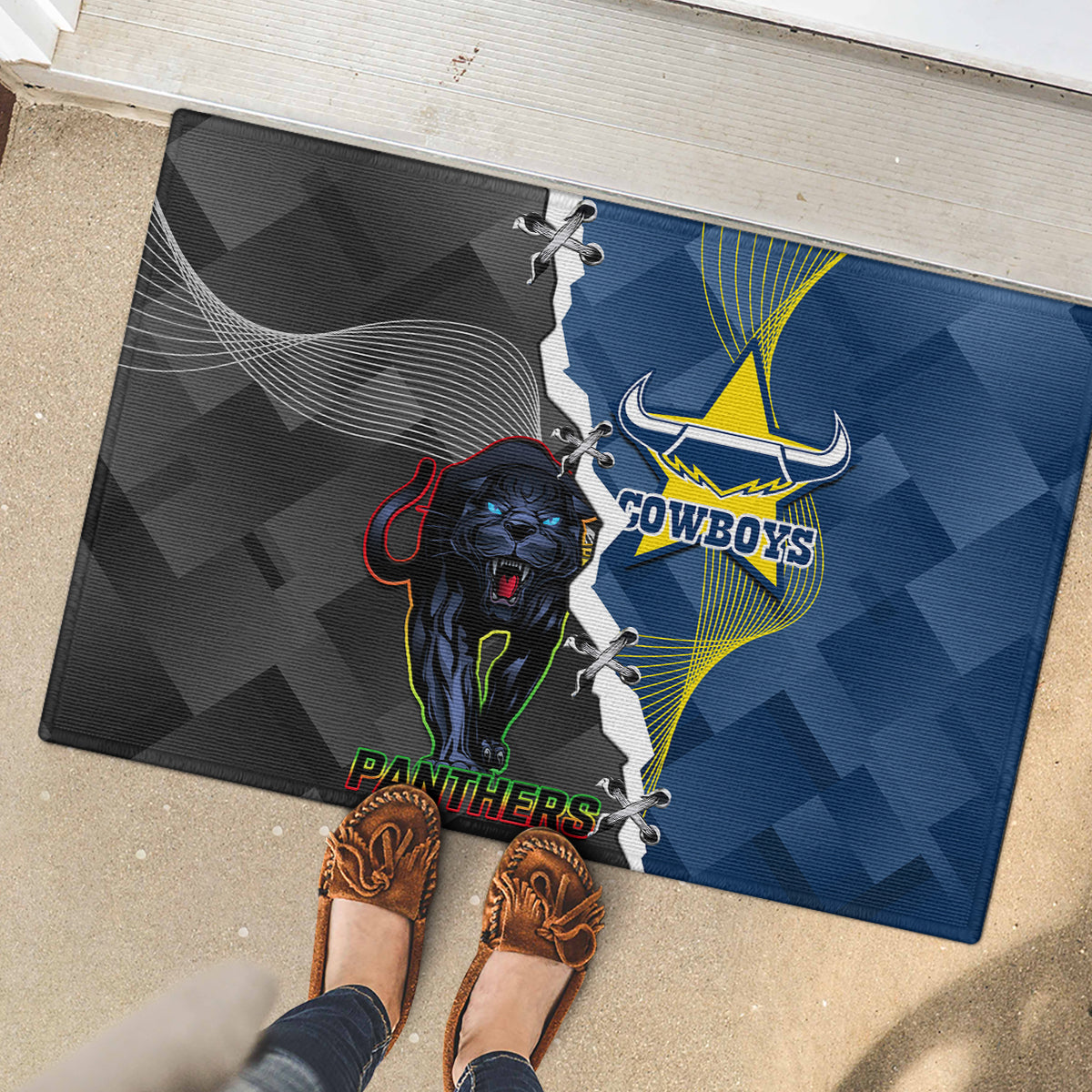 personalised-panthers-and-cowboys-rugby-rubber-doormat-sporty-version