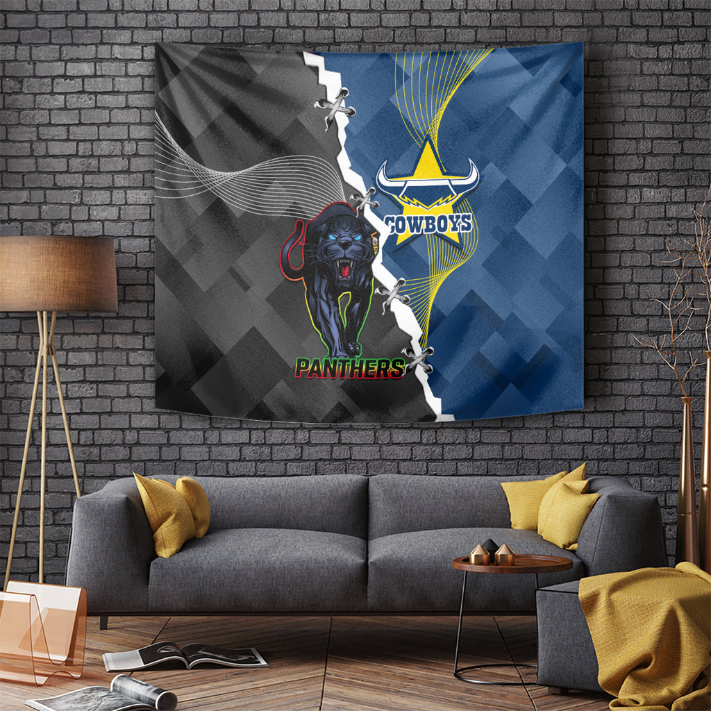 personalised-panthers-and-cowboys-rugby-tapestry-sporty-version