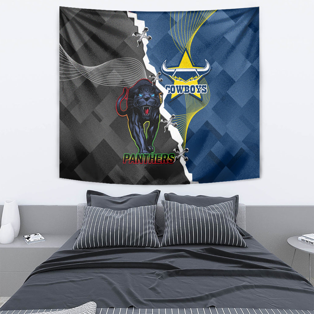personalised-panthers-and-cowboys-rugby-tapestry-sporty-version