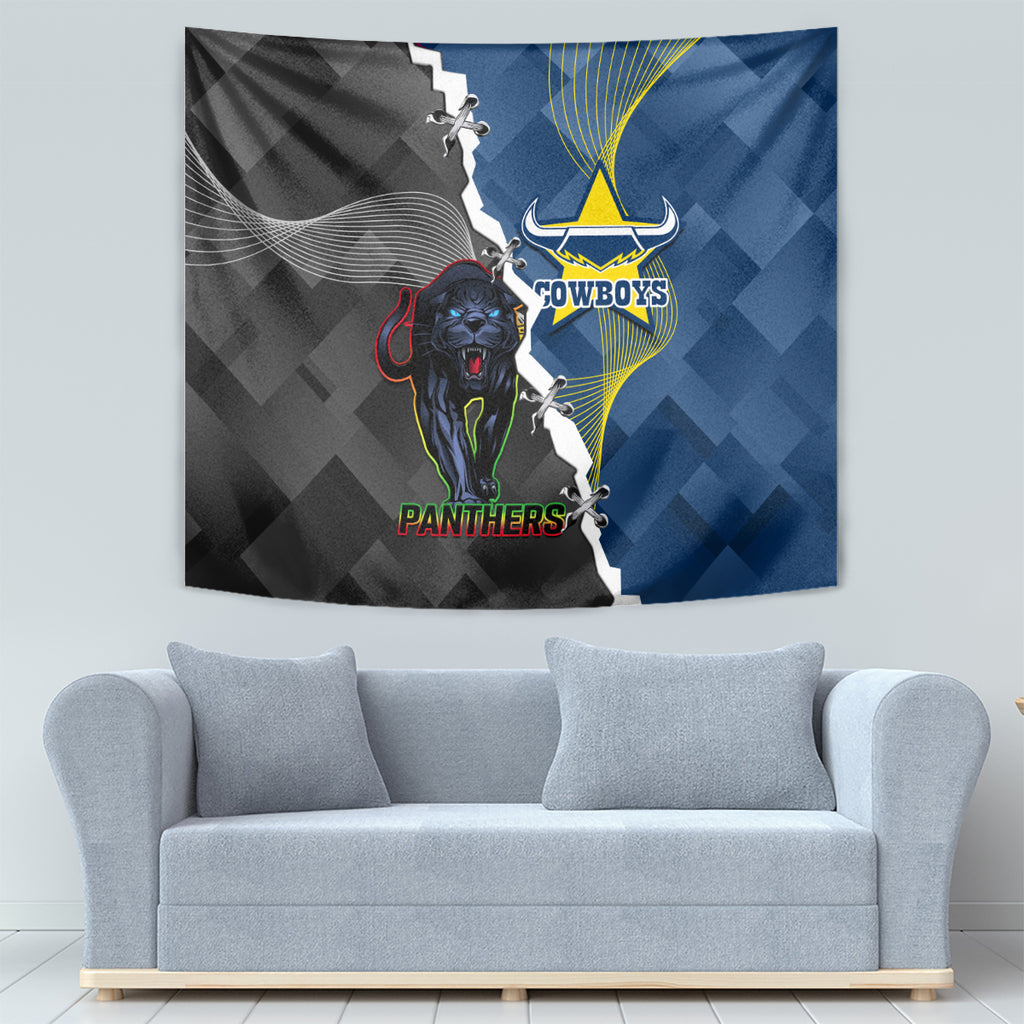 personalised-panthers-and-cowboys-rugby-tapestry-sporty-version