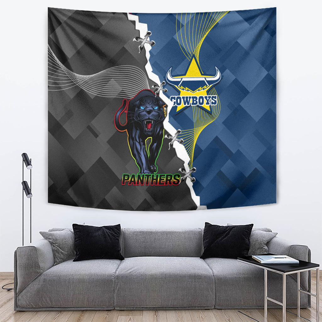 personalised-panthers-and-cowboys-rugby-tapestry-sporty-version