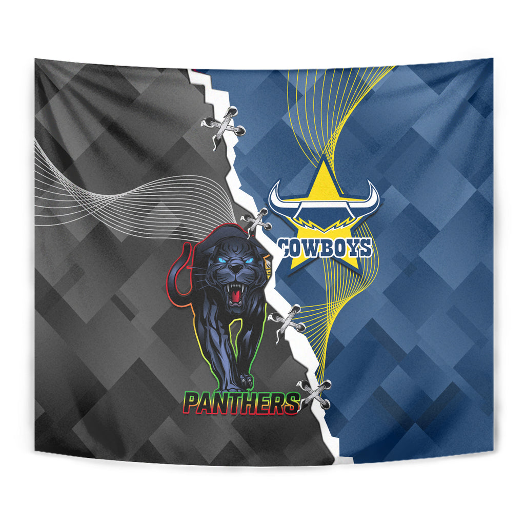 personalised-panthers-and-cowboys-rugby-tapestry-sporty-version
