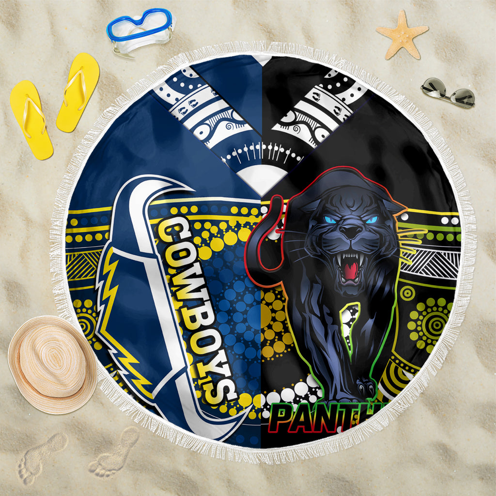 custom-panthers-and-cowboys-rugby-beach-blanket-aboriginal-version