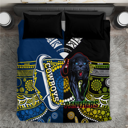 custom-panthers-and-cowboys-rugby-bedding-set-aboriginal-version