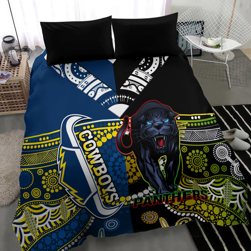 custom-panthers-and-cowboys-rugby-bedding-set-aboriginal-version