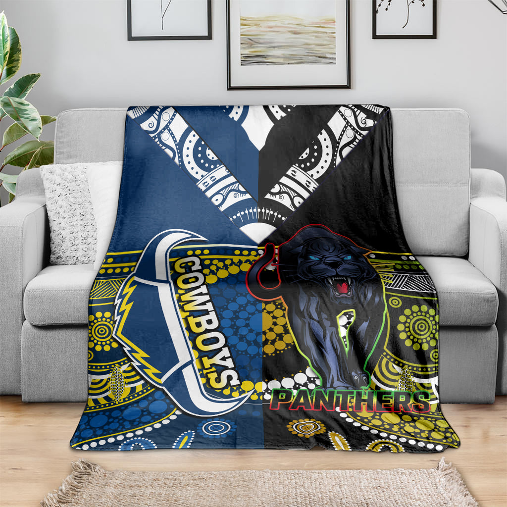 custom-panthers-and-cowboys-rugby-blanket-aboriginal-version