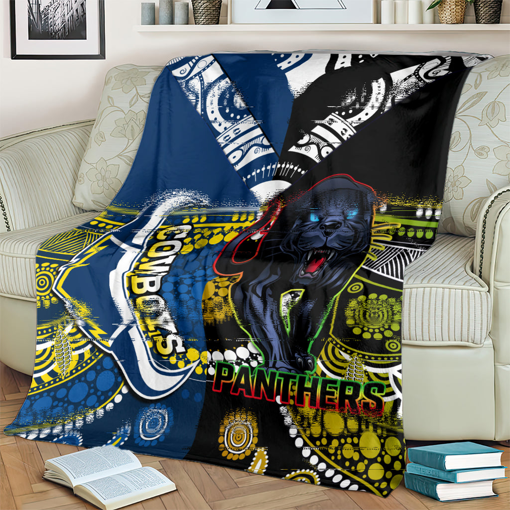 custom-panthers-and-cowboys-rugby-blanket-aboriginal-version