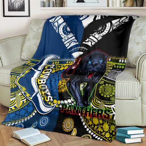 custom-panthers-and-cowboys-rugby-blanket-aboriginal-version