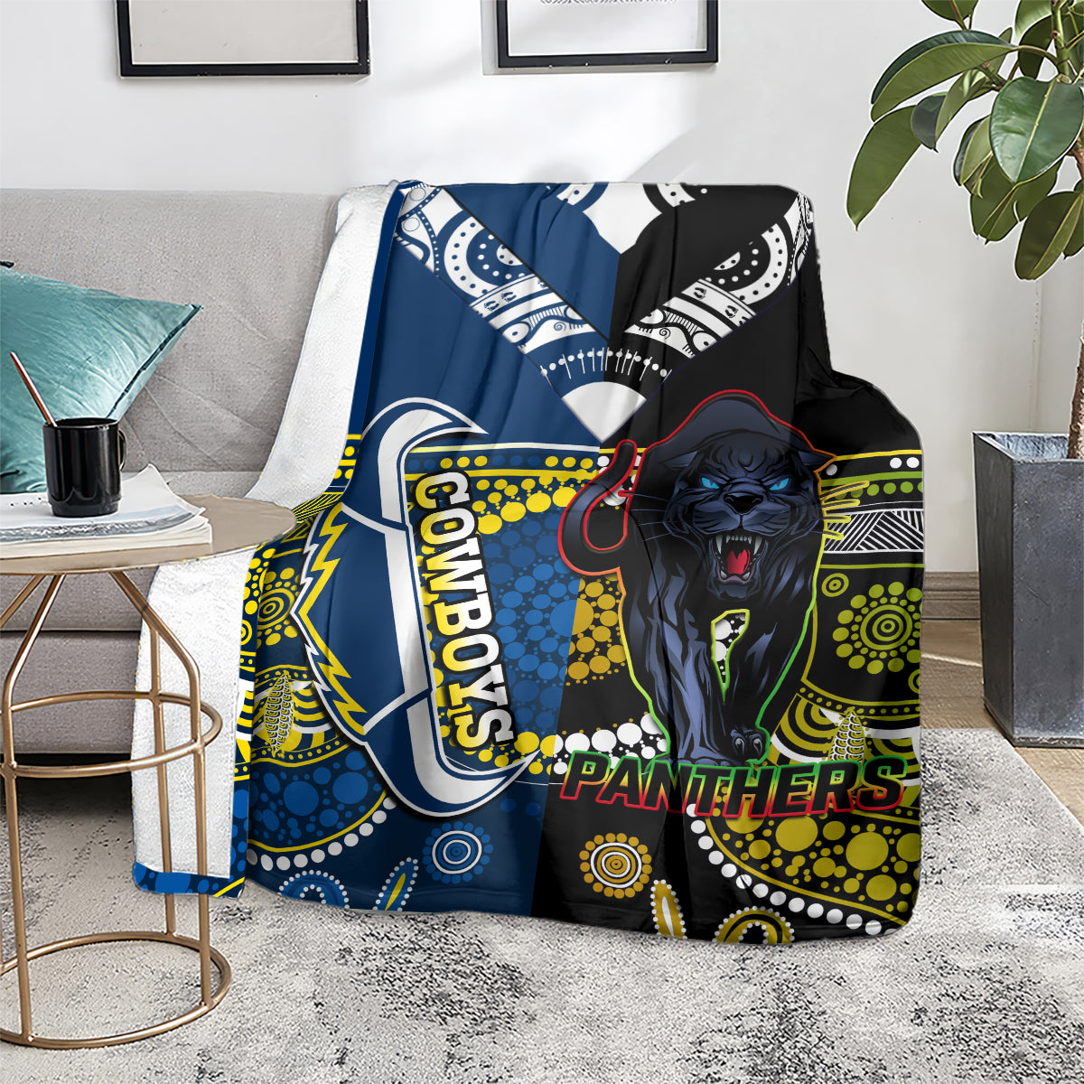 custom-panthers-and-cowboys-rugby-blanket-aboriginal-version