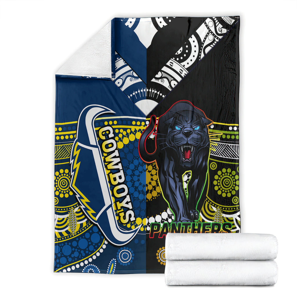 custom-panthers-and-cowboys-rugby-blanket-aboriginal-version