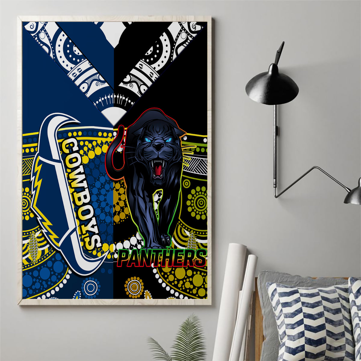 custom-panthers-and-cowboys-rugby-canvas-wall-art-aboriginal-version