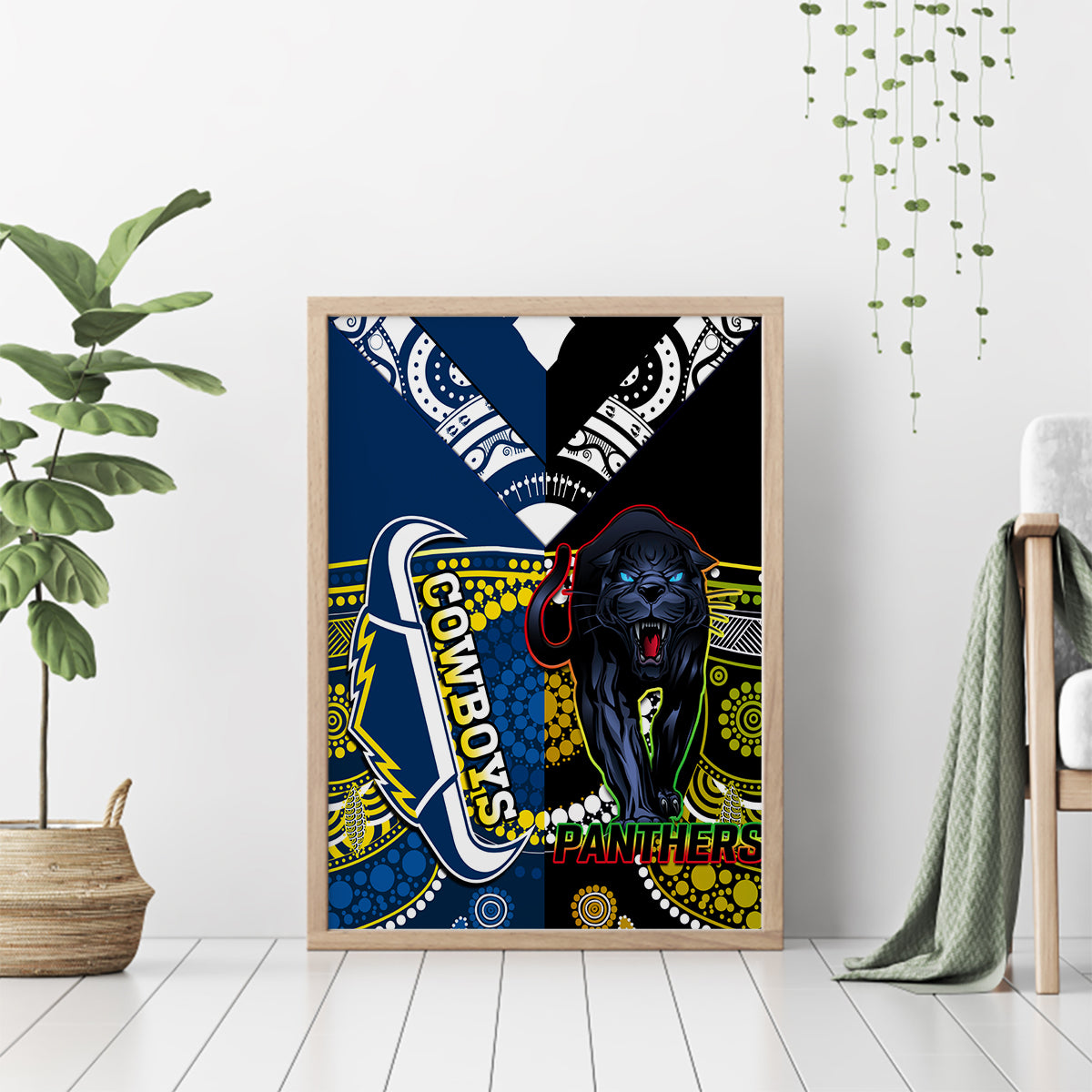 custom-panthers-and-cowboys-rugby-canvas-wall-art-aboriginal-version