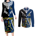 custom-panthers-and-cowboys-rugby-couples-matching-long-sleeve-bodycon-dress-and-long-sleeve-button-shirts-aboriginal-version