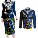 custom-panthers-and-cowboys-rugby-couples-matching-long-sleeve-bodycon-dress-and-long-sleeve-button-shirts-aboriginal-version